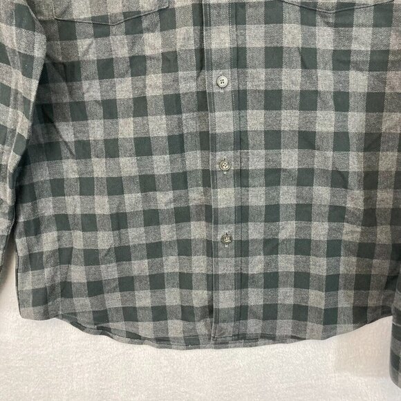 Untuckit Flannel Button Up Shirt Mens Medium Green Plaid Vigouroux Wrinkle Free - Picture 6 of 15